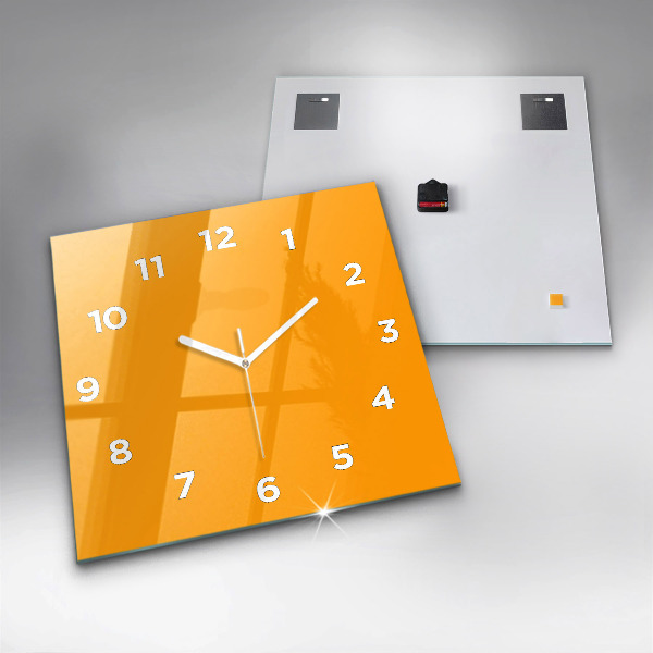 Square glass wall clock Dark Yellow