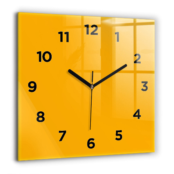 Square glass wall clock Dark Yellow