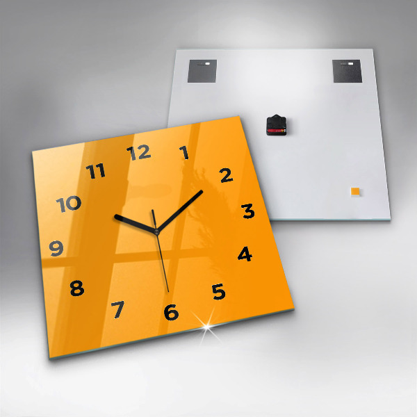 Square glass wall clock Dark Yellow