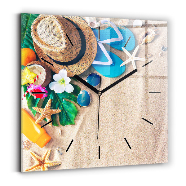 Square glass wall clock Holiday accessories