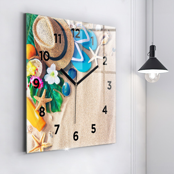 Square glass wall clock Holiday accessories