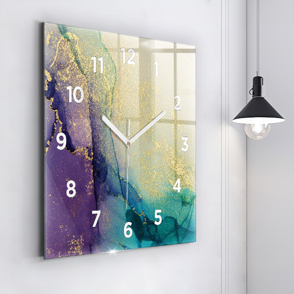 Square glass wall clock Abstraction of colors
