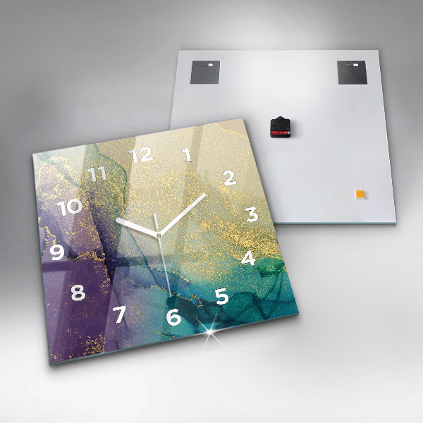 Square glass wall clock Abstraction of colors