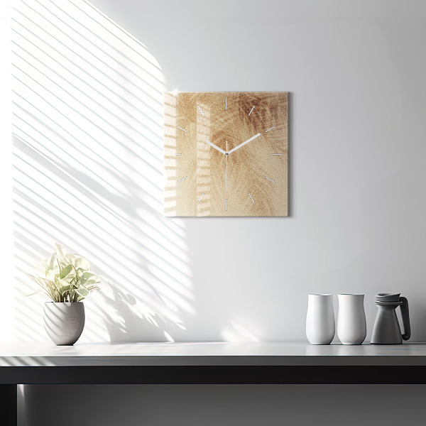 Square glass wall clock Golden abstraction