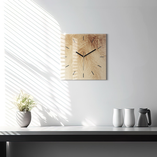 Square glass wall clock Golden abstraction