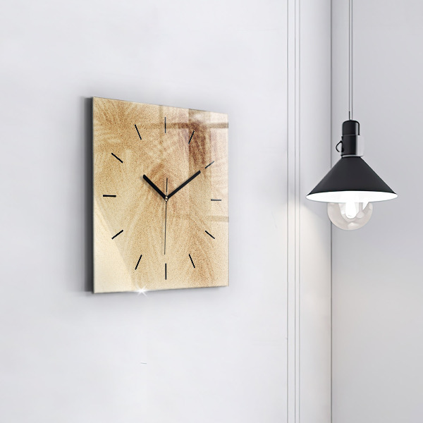 Square glass wall clock Golden abstraction