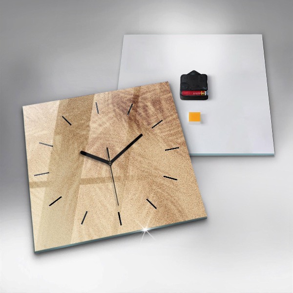 Square glass wall clock Golden abstraction