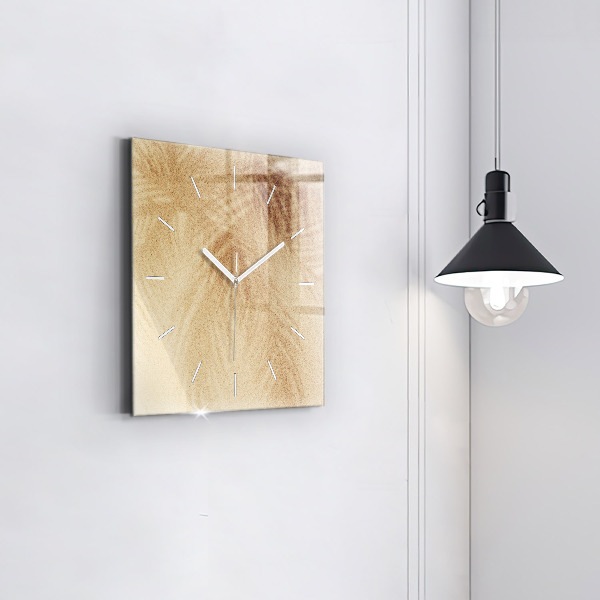 Square glass wall clock Golden abstraction