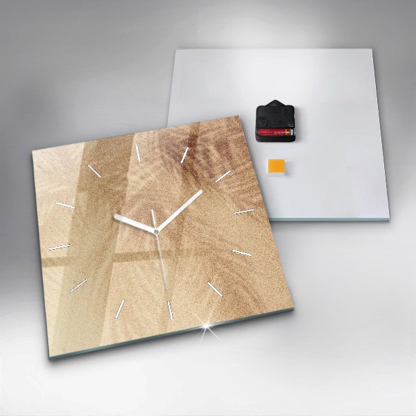 Square glass wall clock Golden abstraction