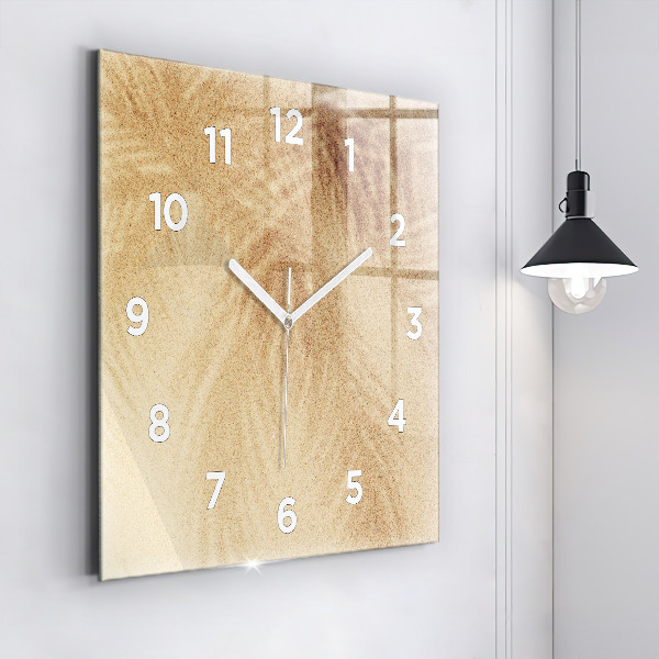 Square glass wall clock Golden abstraction
