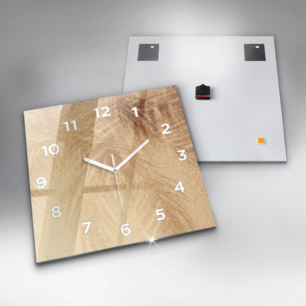 Square glass wall clock Golden abstraction