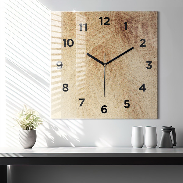 Square glass wall clock Golden abstraction