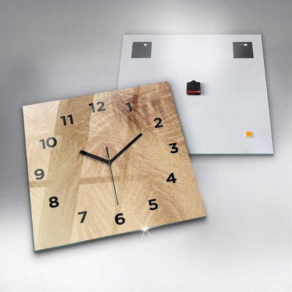 Square glass wall clock Golden abstraction