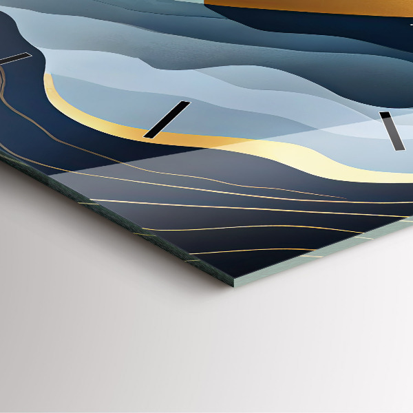 Square glass wall clock Abstract mountains