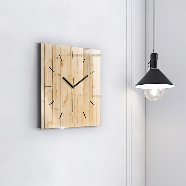 Square glass wall clock Wooden boards