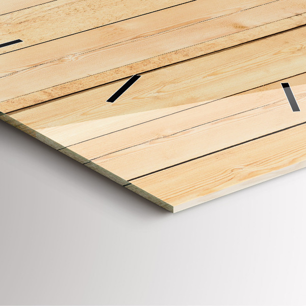 Square glass wall clock Wooden boards