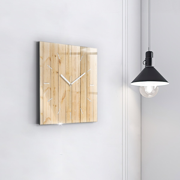 Square glass wall clock Wooden boards