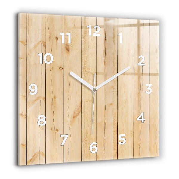 Square glass wall clock Wooden boards