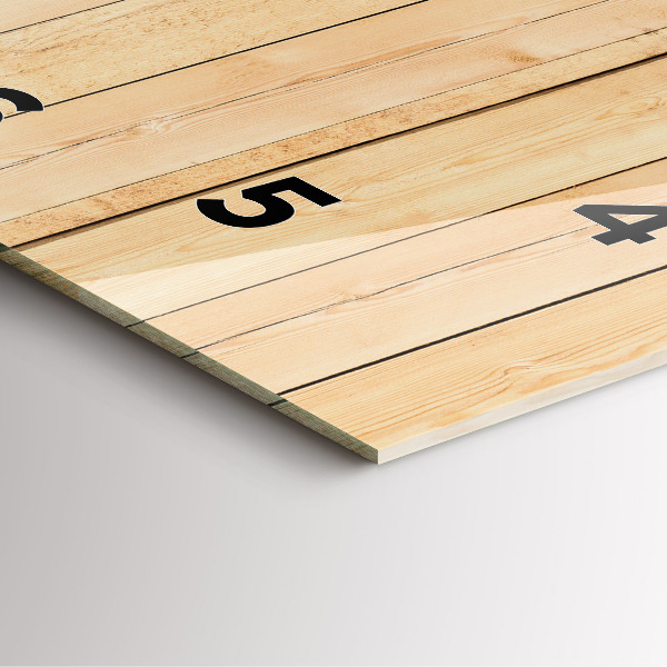 Square glass wall clock Wooden boards