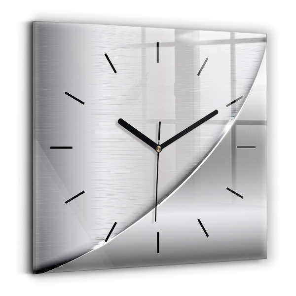 Square glass wall clock Silver pattern