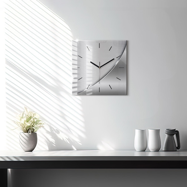 Square glass wall clock Silver pattern