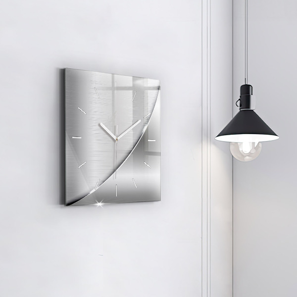 Square glass wall clock Silver pattern