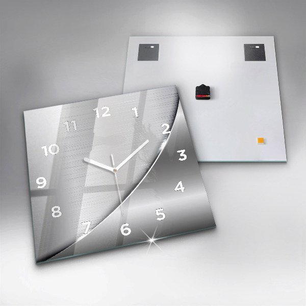 Square glass wall clock Silver pattern