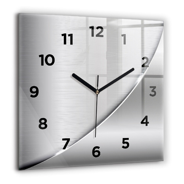 Square glass wall clock Silver pattern