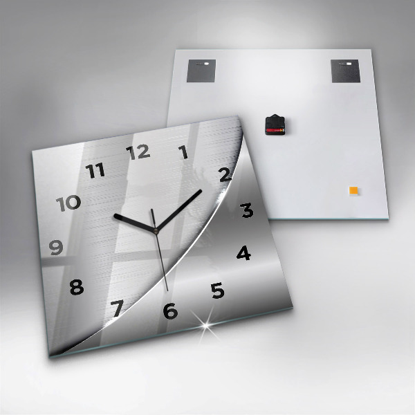 Square glass wall clock Silver pattern