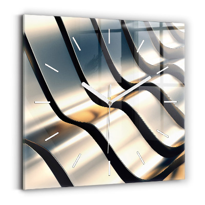 Square glass wall clock Silver pattern