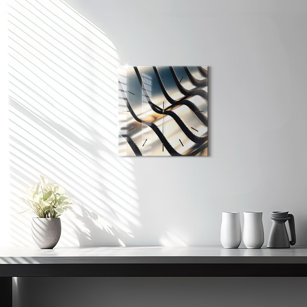 Square glass wall clock Silver pattern