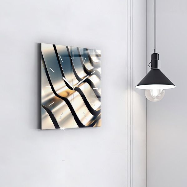 Square glass wall clock Silver pattern