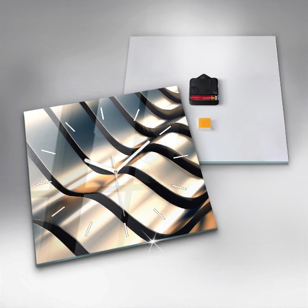Square glass wall clock Silver pattern