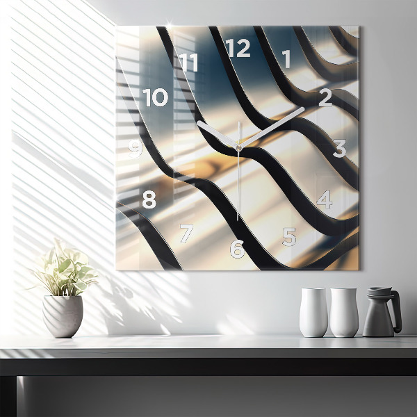 Square glass wall clock Silver pattern