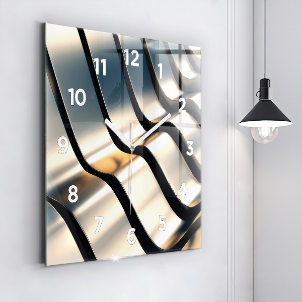 Square glass wall clock Silver pattern