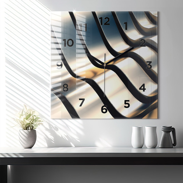 Square glass wall clock Silver pattern
