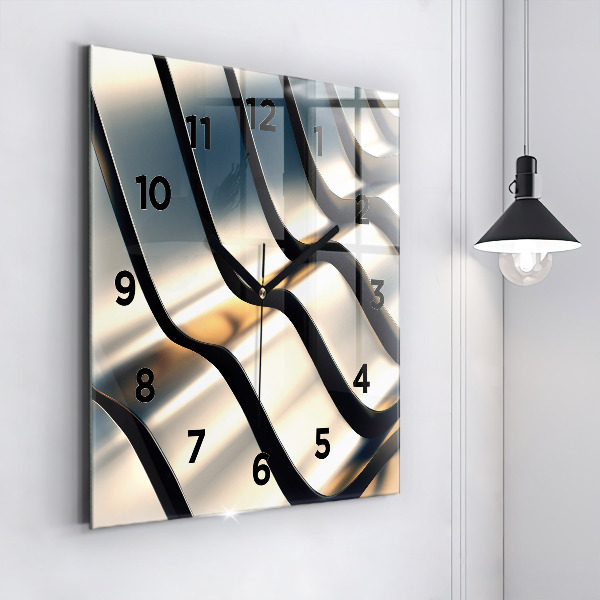 Square glass wall clock Silver pattern