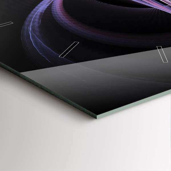 Square glass wall clock Purple abstraction