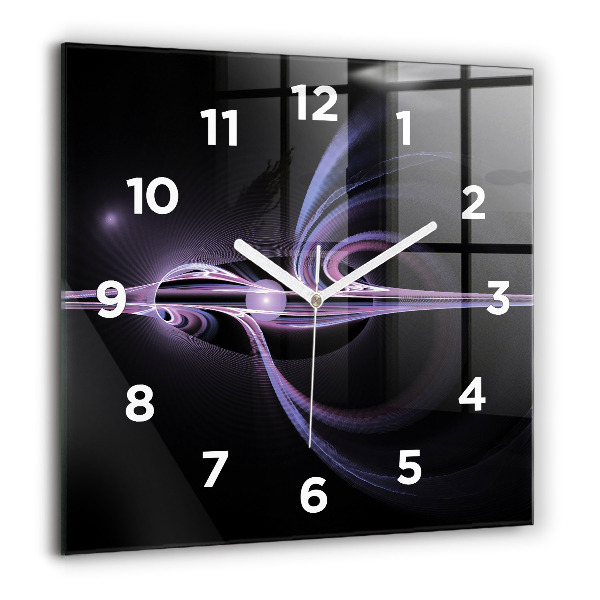 Square glass wall clock Purple abstraction