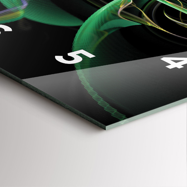 Square glass wall clock Green abstraction