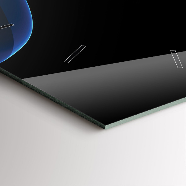 Square glass wall clock Blue lines