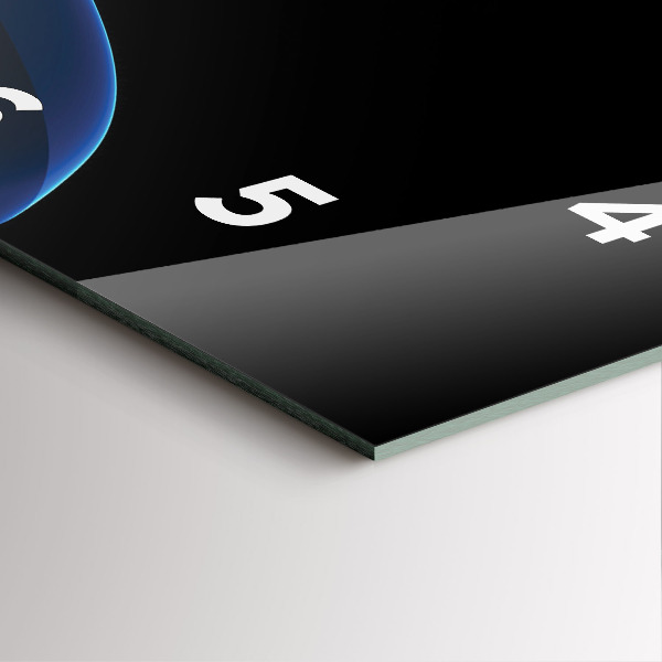 Square glass wall clock Blue lines