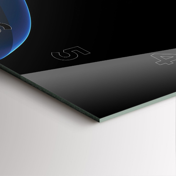 Square glass wall clock Blue lines