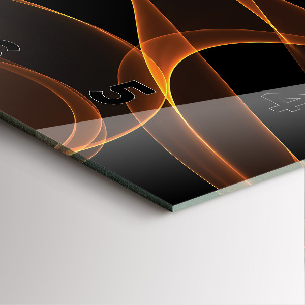 Square glass wall clock Orange lines