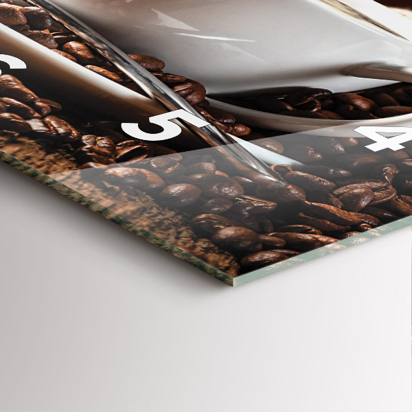 Square glass wall clock A cup of coffee