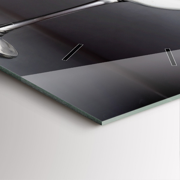 Square glass wall clock Glass of wine