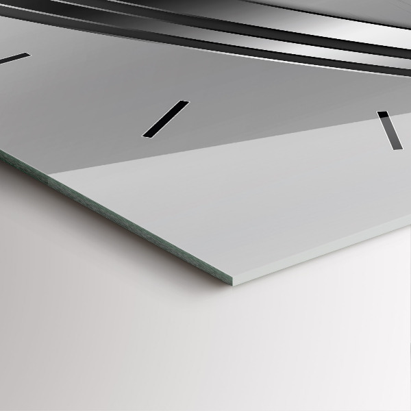 Square glass wall clock Silver lines