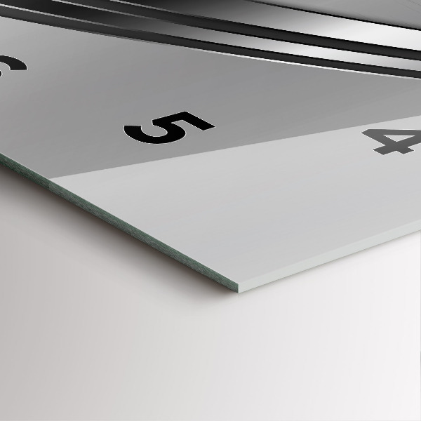 Square glass wall clock Silver lines