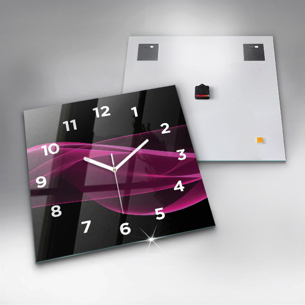Square glass wall clock Pink abstraction