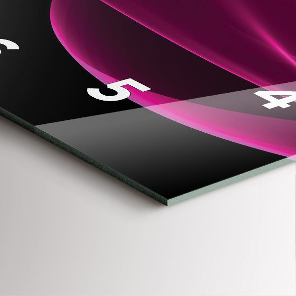 Square glass wall clock Pink abstraction